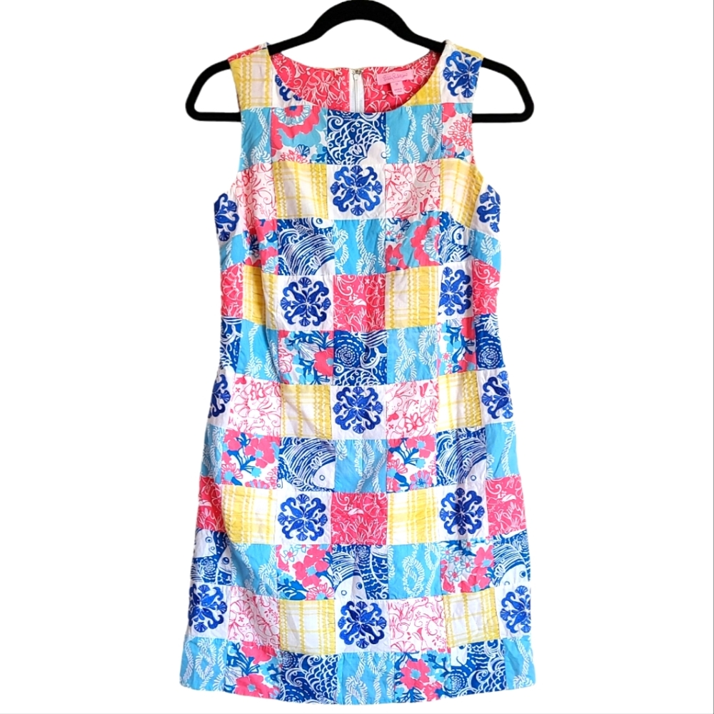 Lilly Pulitzer Patchwork Shift Dress with Embroidery in Size 0